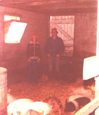 Matthew and Ruth Hughes with Pigs
