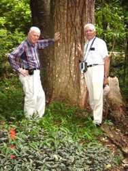 Ed Runge (right) with Norman Borlaug in Matta Grosso, 2004
